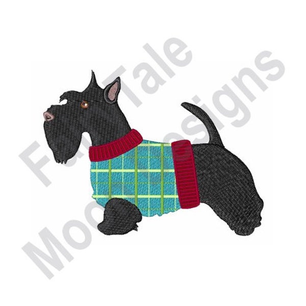 Scottie - Machine Embroidery Design, Scottish Terrier Embroidery Pattern, Tartan Scottie Dog Design, Terrier Dog Embroidery Design
