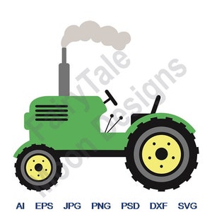Farm Tractor - Svg, Dxf, Eps, Png, Jpg, Vector Art, Clipart, Cut File, Farm Tractor Cut File, Farming Tractor Svg, Green Tractor Svg