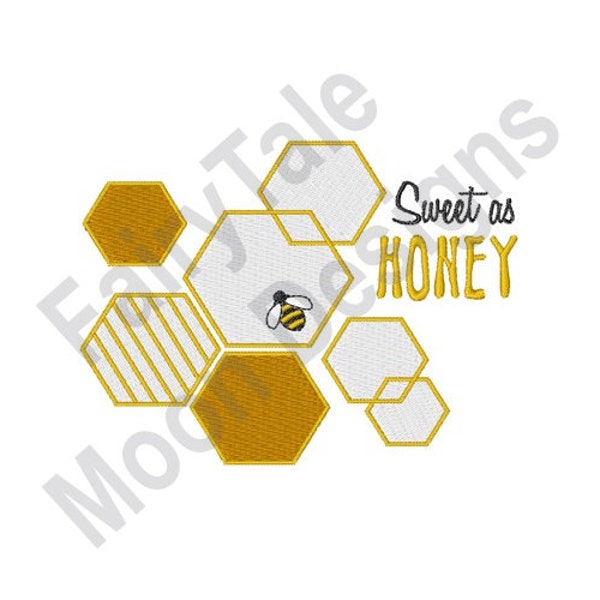 Sweet As Honey - Machine Embroidery Design, Honeybee Embroidery Pattern, Honeycomb Embroidery Design, Little Honey Bee Pattern