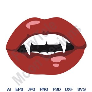 Fangs - Svg, Dxf, Eps, Png, Jpg, Vector Art, Clipart, Cut File, Vampire Fangs Svg, Vampire Mouth Svg, Vampire Teeth Svg, Biting Lips Svg