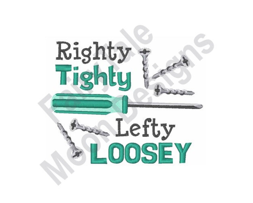 Righty Tighty Lefty Loosey Stickdatei Stickdatei, Schraubenzieher