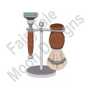 Shaving Kit - Machine Embroidery Design, Shaving Set Embroidery Pattern, Barber Shop Design, Razor & Brush Stand Embroidery Pattern