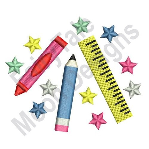 Back to School Machine Embroidery Design Crayons Embroidery Etsy