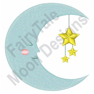 Sleepy Moon - Machine Embroidery Design, Moon & Stars Embroidery Pattern, Good Night Baby Child Embroidery Design, Sweet Dreams Design