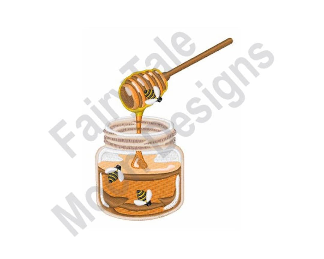 Honey Pot & Dipper Machine Embroidery Design, Honey Pot Embroidery