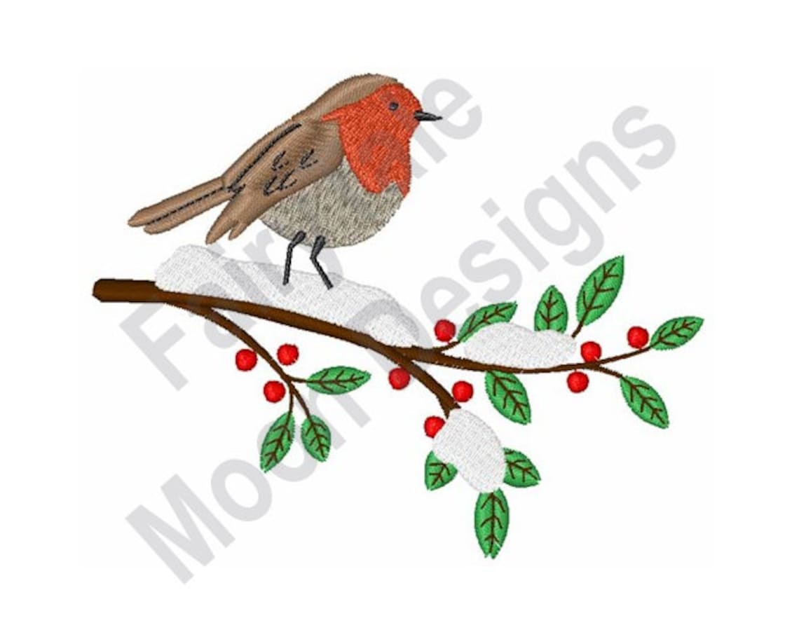 American Robin Machine Embroidery Design Robin Embroidery Etsy