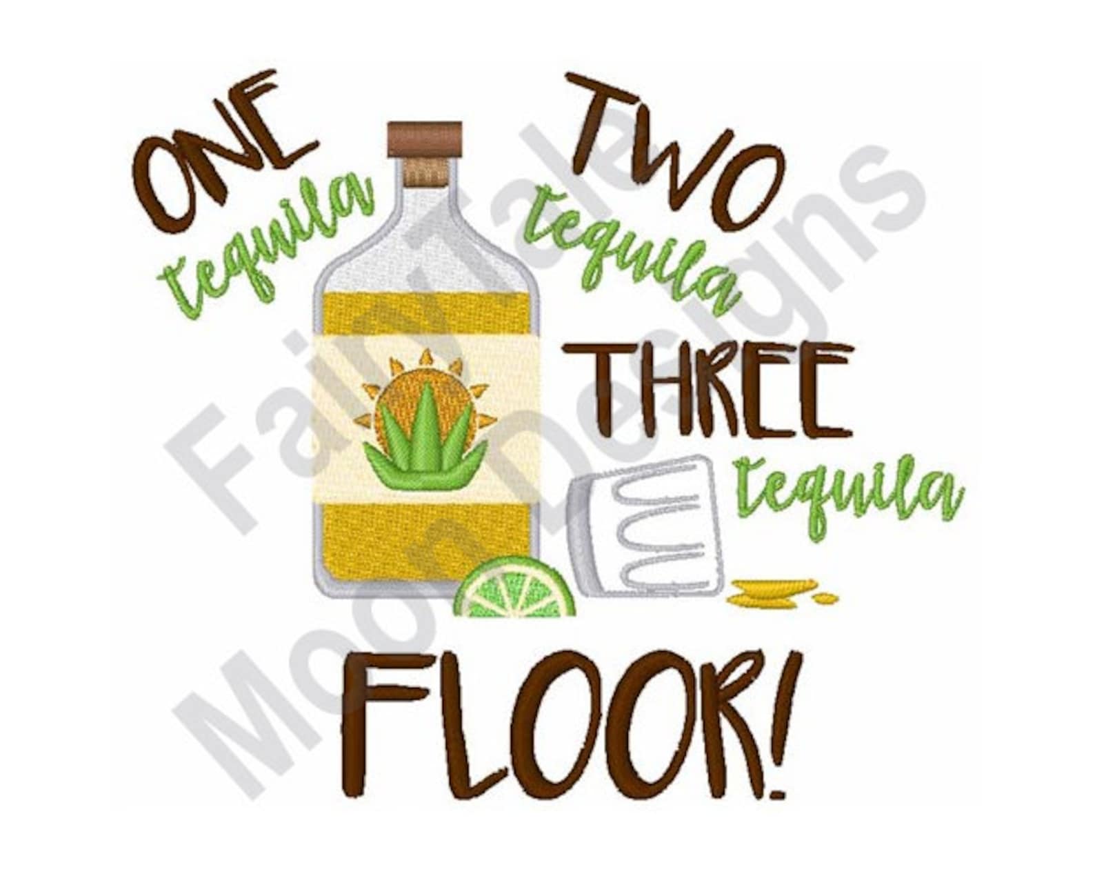 Tequila Countdown Machine Embroidery Design One Two Three Etsy
