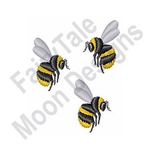 Three Bumblebees - Machine Embroidery Design, Bumblebees Embroidery Pattern, Bumble Bees Embroidery Design, Bees Embroidery Pattern