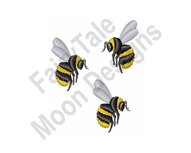 Three Bumblebees Machine Embroidery Design Bumblebees | Etsy
