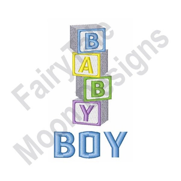 Baby Boy - Machine Embroidery Design, Baby Letter Blocks Embroidery Pattern, Baby Blocks Tower Embroidery Design, Children Toys Design