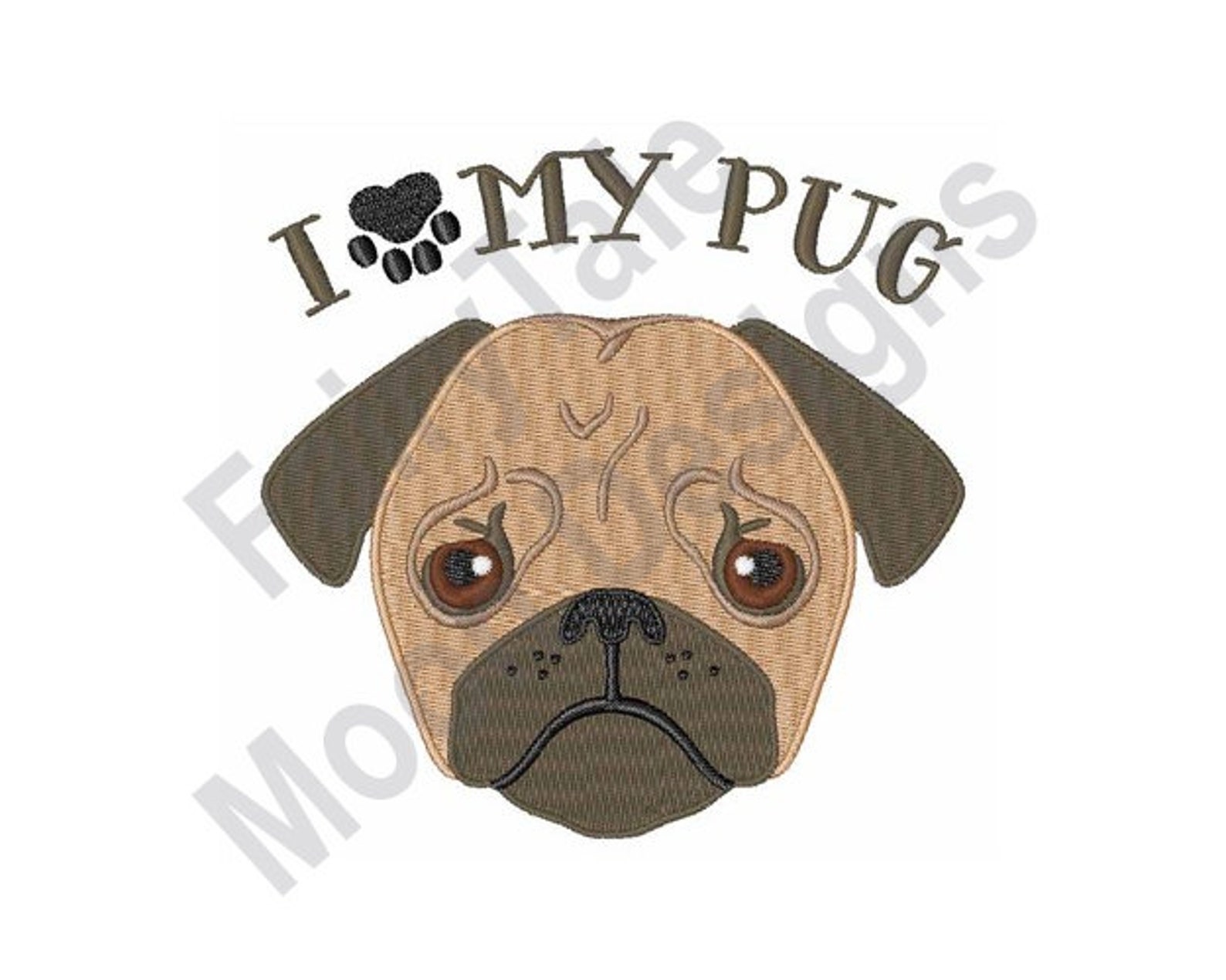 I Love My Mops Stickdatei Mopskopf Stickmuster Hundekopf & Etsy