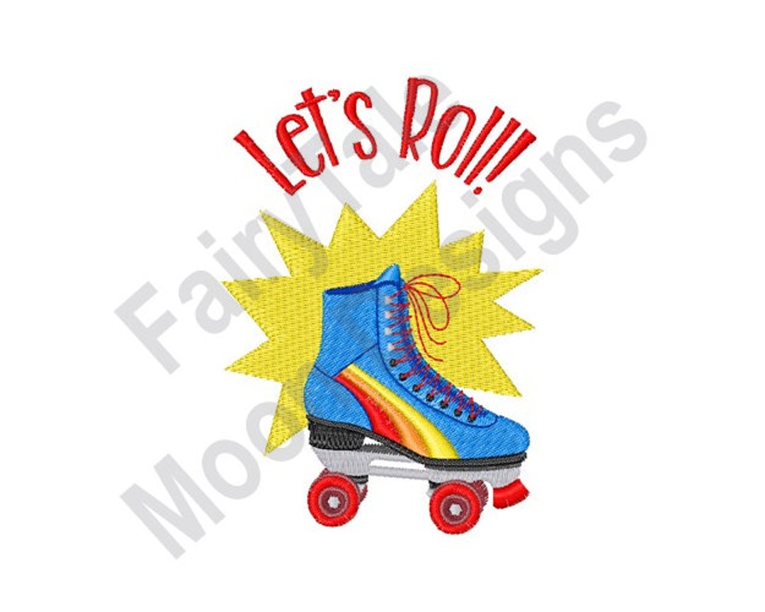 Let's Roll Machine Embroidery Design, Roller Skate Boot Embroidery