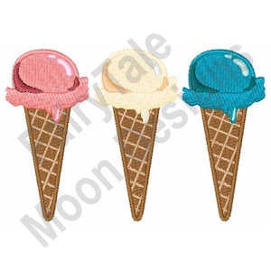 Ice Cream Cones - Machine Embroidery Design, Sugar Ice Cream Cone Design, Cornet Embroidery Design