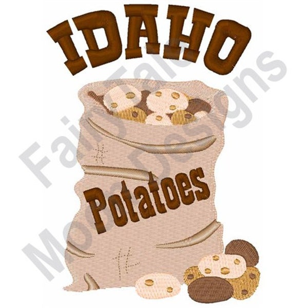 Idaho Potato - Machine Embroidery Design, Potatoes Bag Embroidery Pattern, Gunny Sack Embroidery Design, Burlap Potato Sack Design