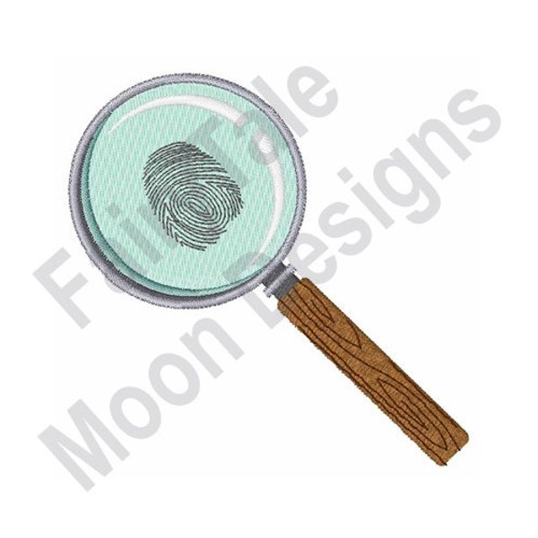 Fingerprint Clue - Machine Embroidery Design, Detektiv Lupe Stickmuster, Fingerprint Detektiv Stickdatei