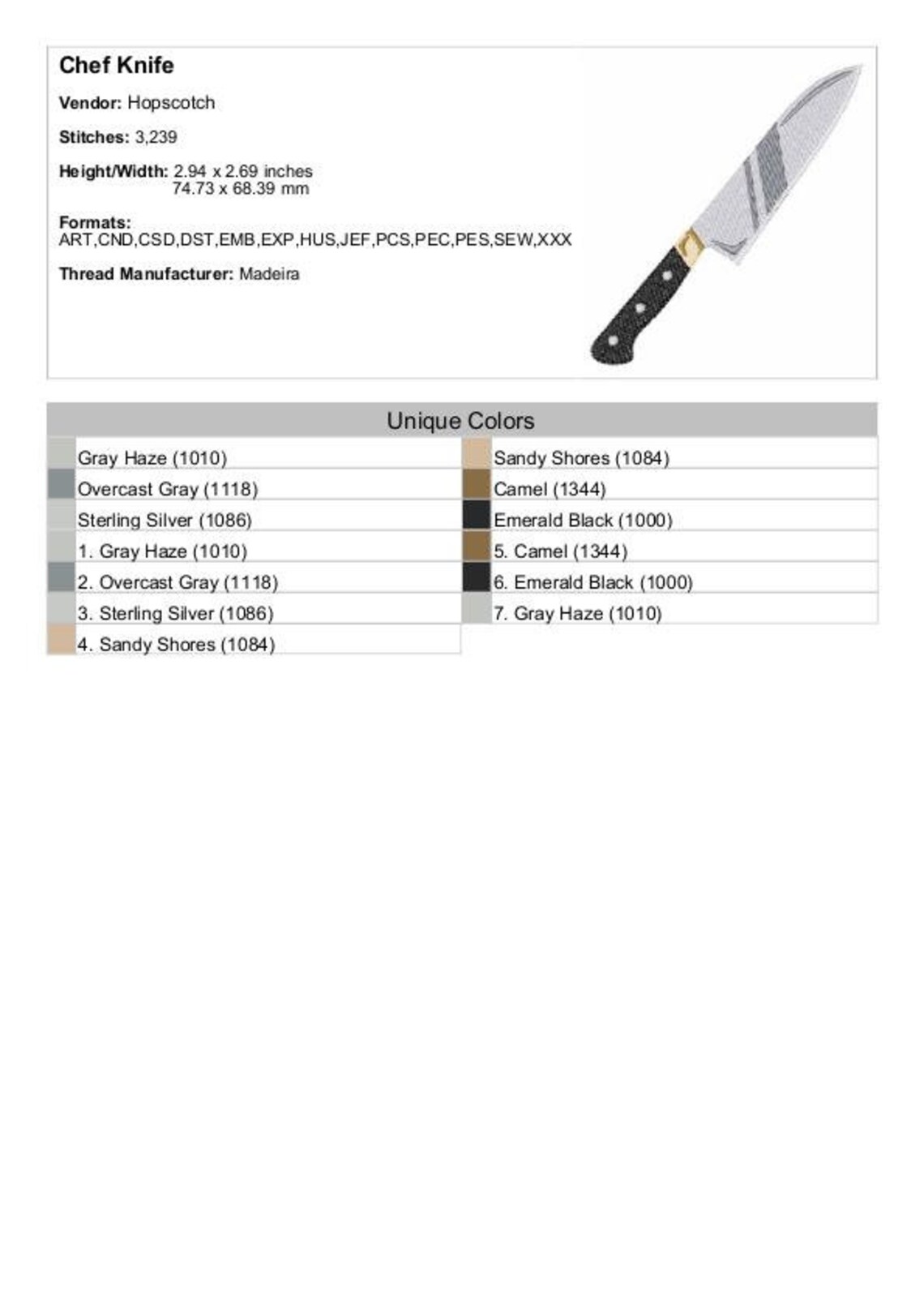 Chefs knife machine embroidery design chef knife  etsy Chefs knife machine embroidery design chef knife  etsy