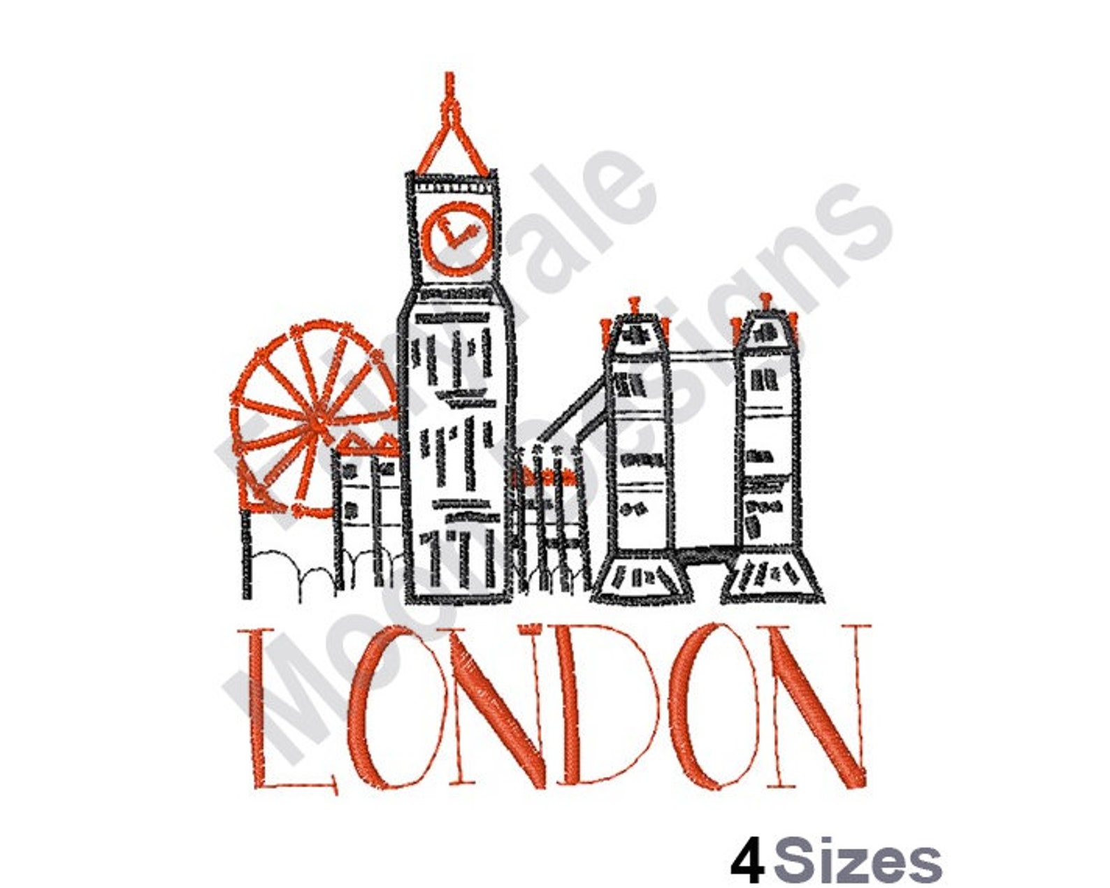 City of London Machine Embroidery Design London Skyline Etsy UK