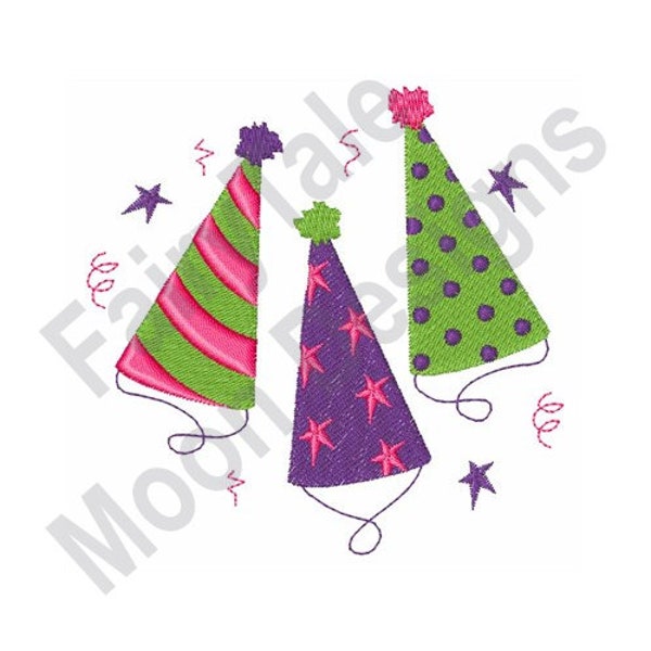 Birthday Party Hats - Machine Embroidery Design, Party Hat & Confetti Embroidery Pattern, Birthday Party Embroidery Design, Happy Birthday