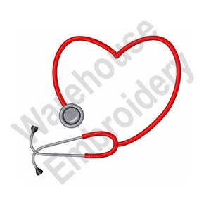 Stethoscope Heart - Machine Embroidery Design, Heart Doctor Embroidery Pattern, Cardiology Embroidery Design, Physician&#39;s Stethoscope Design