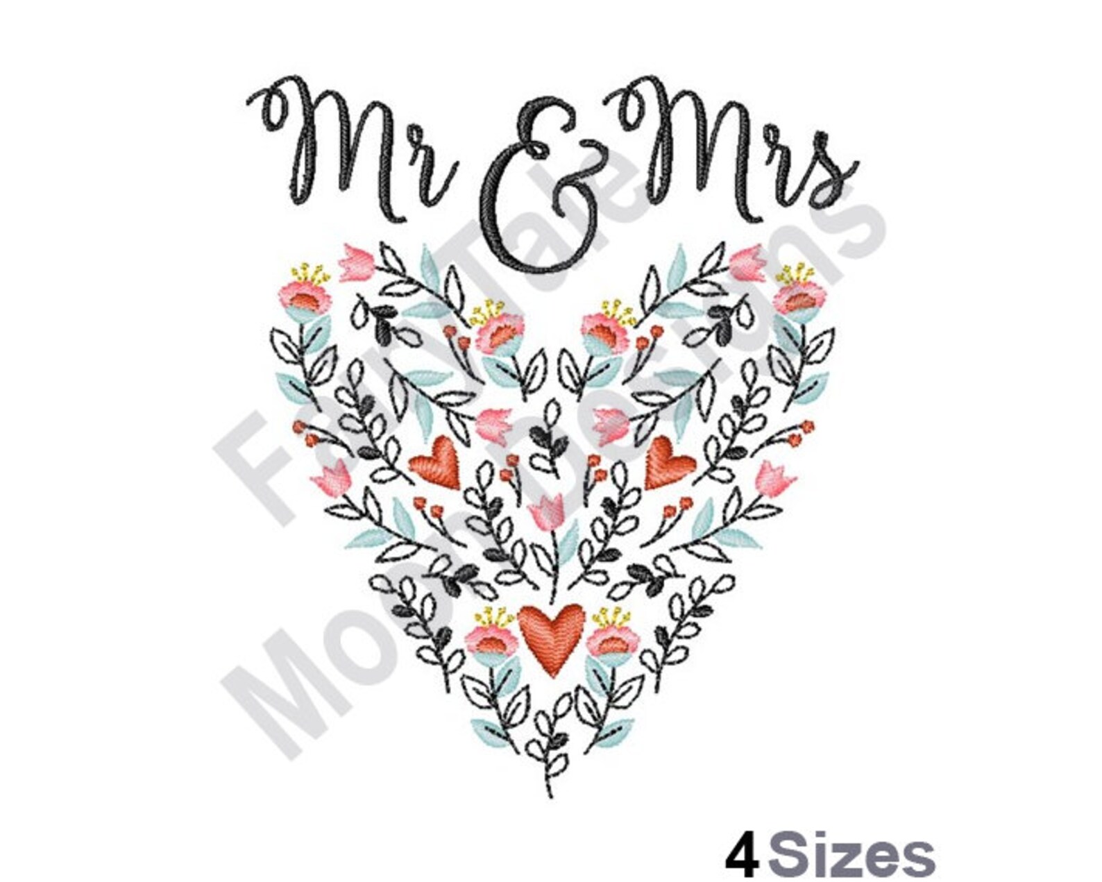 Mr & Mrs Machine Embroidery Design Bride and Groom Etsy