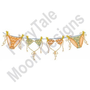 Bikini Clothes Line - Machine Embroidery Design, Summer Beach Swimwear Design, Bikini Clothesline Design, Women's Swimsuit Embroidery Design
