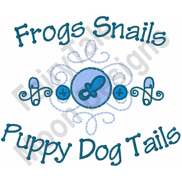 Frogs Snails Puppy Dog Tails - Machine Embroidery Design, Baby Diaper Pin Border Embroidery Pattern, Baby Pacifier Design, Buttons Design