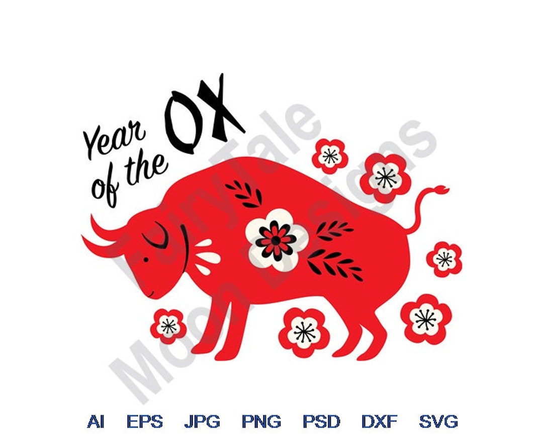 Year of Ox - Svg, Dxf, Eps, Png, Jpg, Vector Art, Clipart