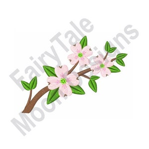 Hartriegel Blumen - Stickdatei, Blühender Hartriegel-Baum, Blühender Hartriegel-Baum Stickdatei