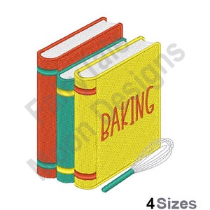 Baking Books - Machine Embroidery Design, Kitchen Cookbooks Embroidery Pattern, Baking Whisk Embroidery Design, Baking Recipes Design