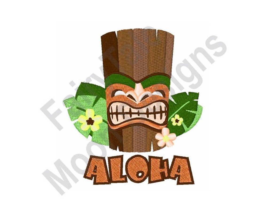 Aloha Tiki Kahuna Machine Embroidery Design Hawaiian Kahuna Etsy