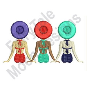 Bathing Beauties - Machine Embroidery Design, Beach Babes Embroidery Pattern, Summer Vacation Design, Sunbathing Women Pattern, Island Time