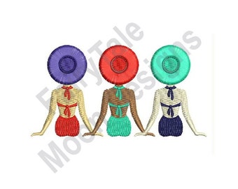 Bathing Beauties - Machine Embroidery Design, Beach Babes Embroidery Pattern, Summer Vacation Design, Sunbathing Women Pattern, Island Time