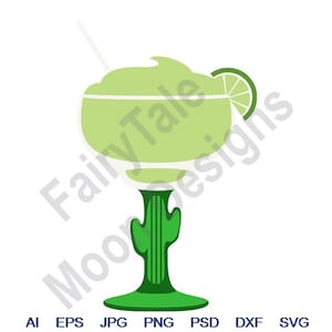 Margarita - Svg, Dxf, Eps, Png, Jpg, Vector Art, Clipart, Cut File, Lime Margarita Svg, Margarita Cocktail Svg, Tequila Cocktail Glass Svg