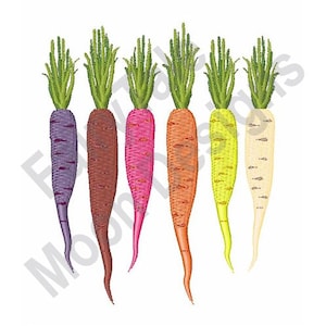 Colorful Carrots - Machine Embroidery Design, Carrots Border Embroidery Pattern, Vegetables Embroidery Design