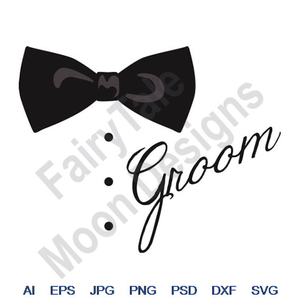 Groom - Svg, Dxf, Eps, Png, Jpg, Vector Art, Clipart, Cut File, Black Bowtie Svg, Wedding Bow Tie Svg, Groom Bow Tie Svg, Men's Bowtie Svg