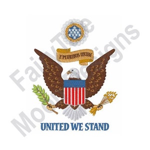 Unidos Permanecemos - Design de Bordado à Máquina, Padrão de Bordado Patriótico do Selo Americano, Design de Águia Americana, Design de Bandeira Americana