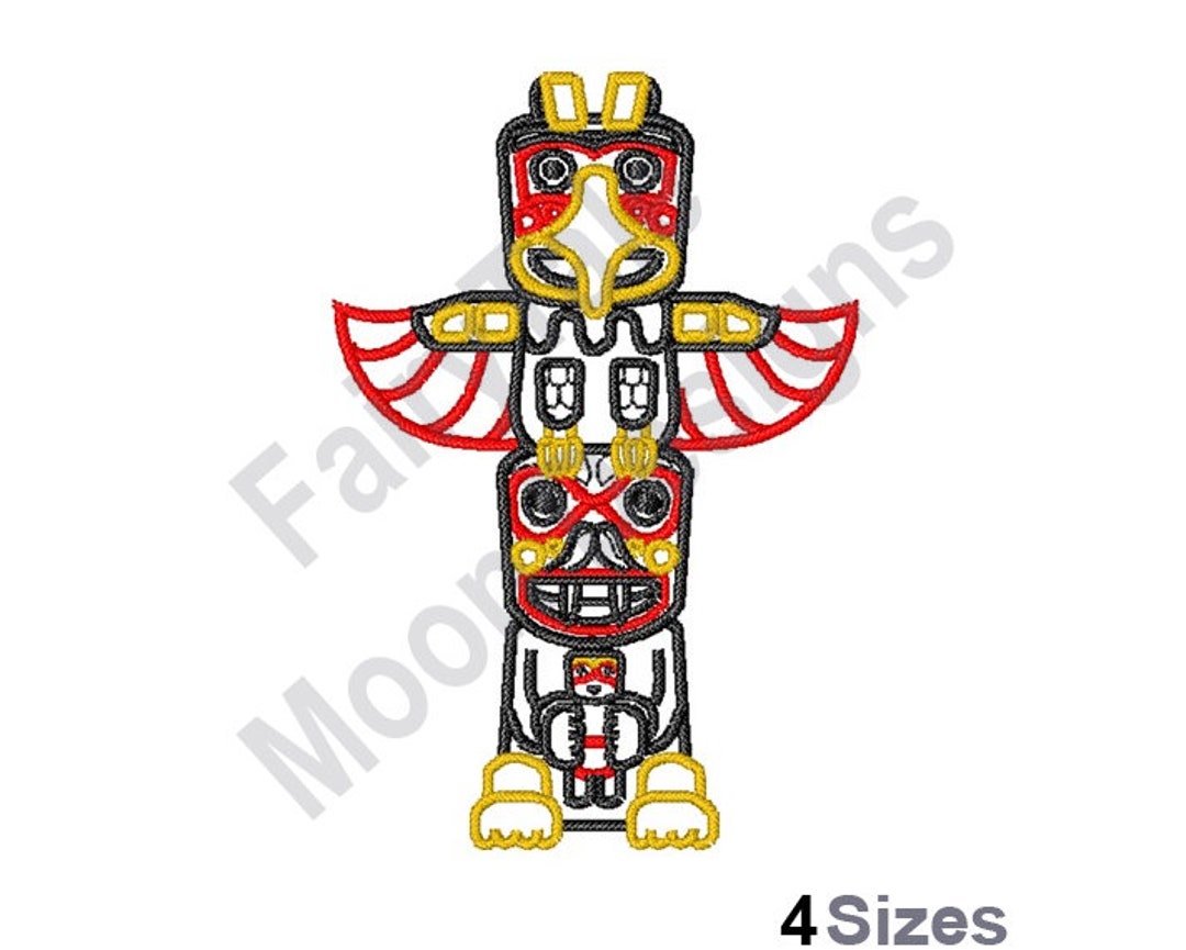 とーてむぽーる Totem Pole - Machine Embroidery Design, Totem Pole Outline