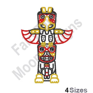 Totem Pole - Machine Embroidery Design, Totem Pole Outline Embroidery Pattern, Bird Totem Embroidery, Native American Monumental Carving