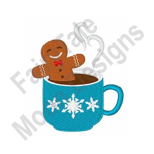 Gingerbread Hot Chocolate - Machine Embroidery Design, Christmas Embroidery Pattern, Xmas Hot Chocolate Embroidery Design