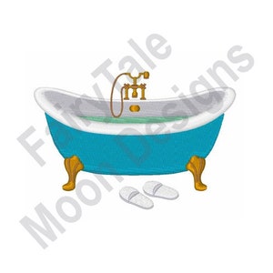 Vintage Bathtub - Machine Embroidery Design, Classic Clawfoot Bathtub Embroidery Pattern, Antique Bathtub Embroidery, Freestanding Bathtub