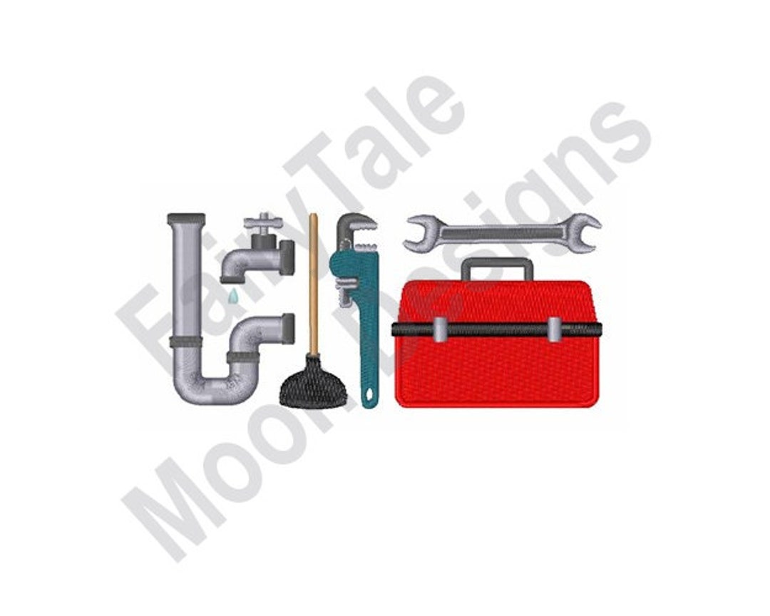 Plumbing Technician Machine Embroidery Design, Plumbers Tool Kit
