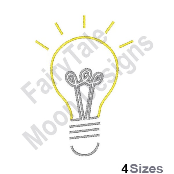 Light Bulb Outline - Machine Embroidery Design, Incandescent Light Bulb Embroidery Pattern, Idea Bulb, Great New Idea, Electric Light Globe