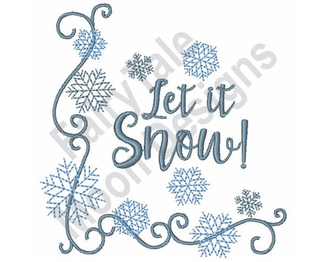 Let It Snow Machine Embroidery Design, Snowflakes Corner Embroidery