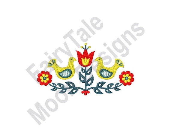 Scandinavian Folk Art Machine Embroidery Design Floral Folk - Etsy