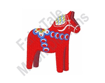 Swedish Dala Horse - Machine Embroidery Design, Swedish Dala Horse Embroidery Pattern, Dalecarlian Horse Design, Toy Horse Embroidery