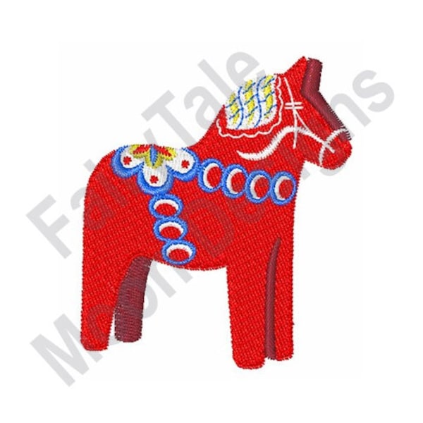 Swedish Dala Horse - Machine Embroidery Design, Swedish Dala Horse Embroidery Pattern, Dalecarlian Horse Design, Toy Horse Embroidery