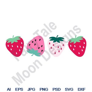 Strawberry Fruit - Svg, Dxf, Eps, Png, Jpg, Vector Art, Clipart, Cut File, Strawberries Svg, Strawberry Border Svg, Summer Fruit Svg
