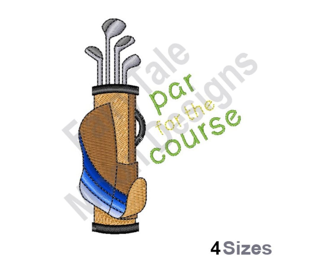 Par Course Machine Embroidery Design, Golf Bag & Golf Clubs Embroidery