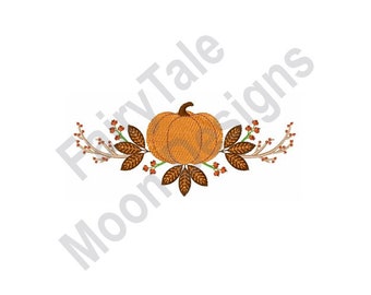 Autumn Pumpkin  - Machine Embroidery Design, Fall Harvest Embroidery Pattern, Thanksgiving Embroidery Design, Autumn Leaves & Flowers Design