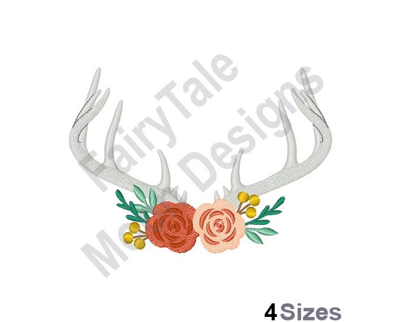 All White Rose Embroidery Red Deer Ideas